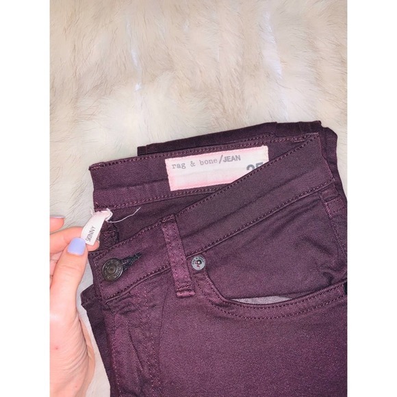 Rag & bone Skinny Jean in Burgundy size 25 - Picture 4 of 7